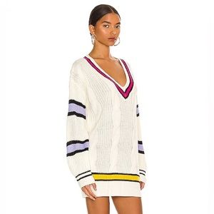 Revolve Sweater Dress in Cream multicolor- Cassandra More to Come